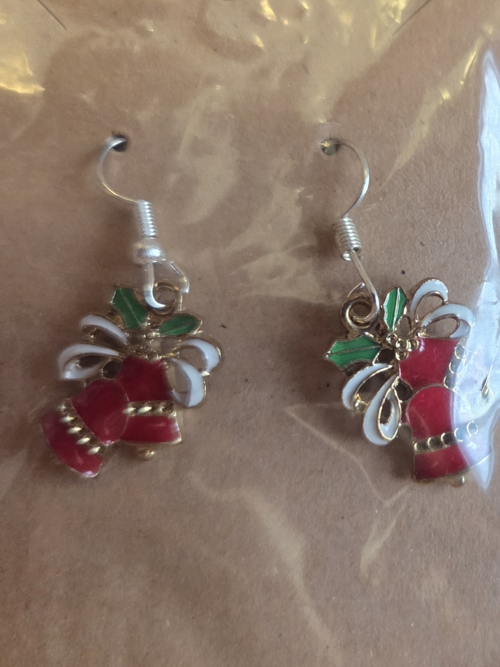Holiday Red Bow and Holly Drop Earrings for Women
